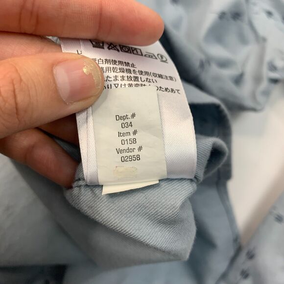 Eddie Bauer Shirt Mens L Large Iron Blue Button Down Classic Fit Printed Cotton - Picture 11 of 13